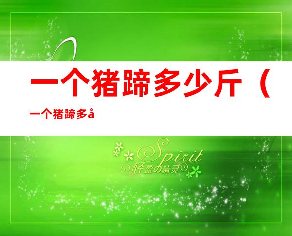 一个猪蹄多少斤(一个猪蹄多少斤正常)