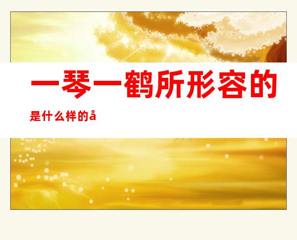一琴一鹤所形容的是什么样的品质(一琴一鹤是指什么品质)