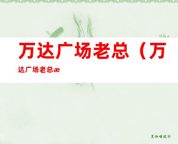 万达广场老总(万达广场老总是谁的女婿)