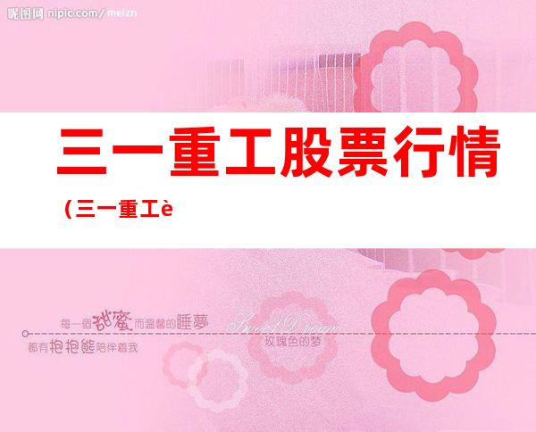 三一重工股票行情(三一重工股票行情查询)