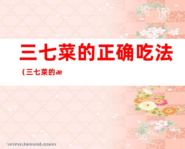 三七菜的正确吃法(三七菜的正确吃法可以拌沙拉吗)