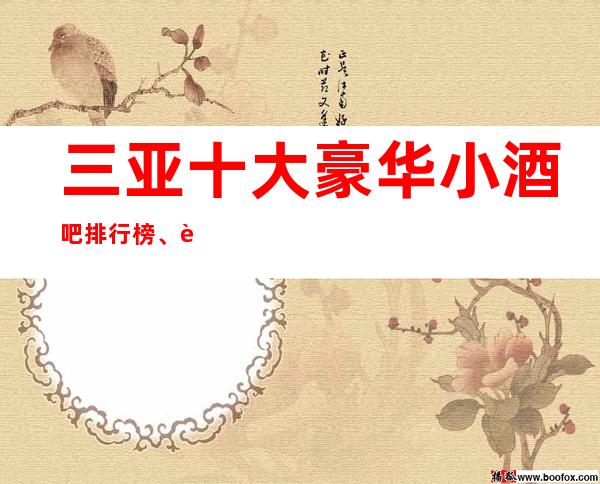 三亚十大豪华小酒吧排行榜、这里消费透明/明码标价