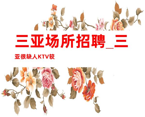 三亚场所招聘_三亚很缺人KTV较稳定治愈矫情只做口碑