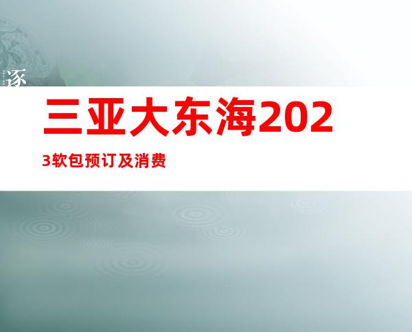 三亚大东海2023软包预订及消费情况