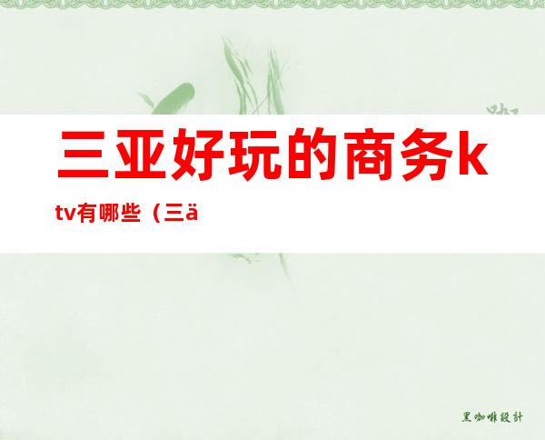 三亚好玩的商务ktv有哪些(三亚好玩的商务ktv有哪些服务)