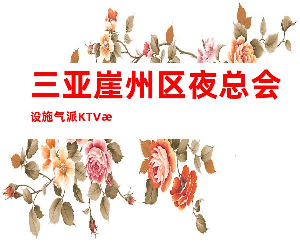 三亚崖州区夜总会设施气派KTV招聘听安排合作共赢