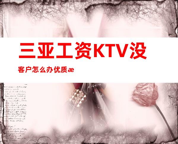 三亚工资KTV没客户怎么办优质服务员