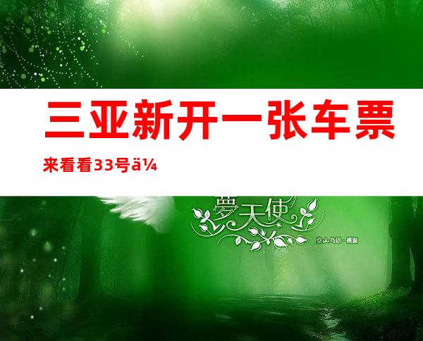 三亚新开 一张车票来看看 33号会所