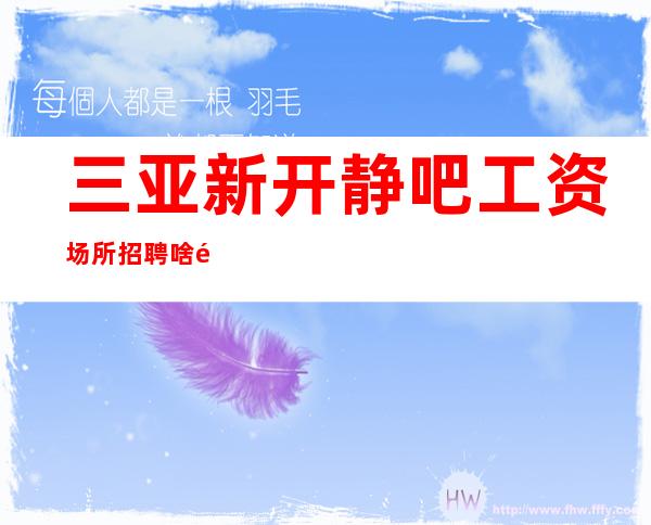 三亚新开静吧工资场所招聘啥都不要来了就挣