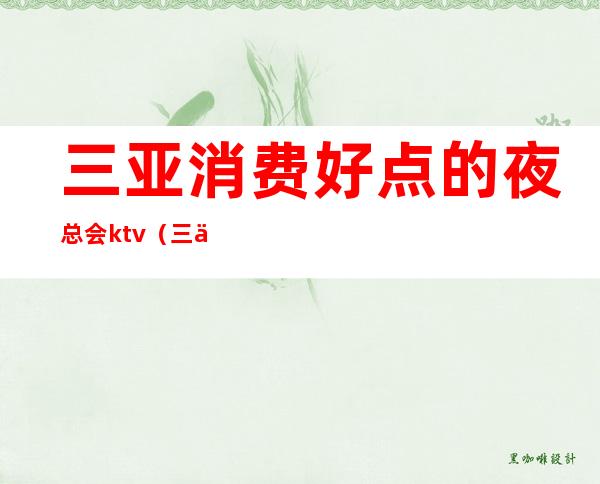 三亚消费好点的夜总会ktv(三亚有夜总会吗)