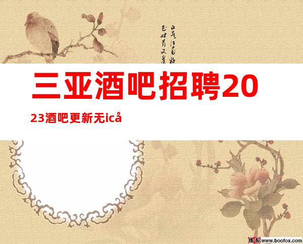 三亚酒吧招聘2023酒吧更新无ic卡