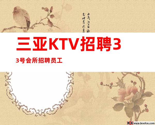 三亚KTV招聘 33号会所 招聘员工