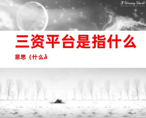 三资平台是指什么意思(什么叫做三资平台)
