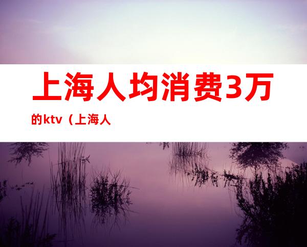 上海人均消费3万的ktv(上海人平均消费是多少)