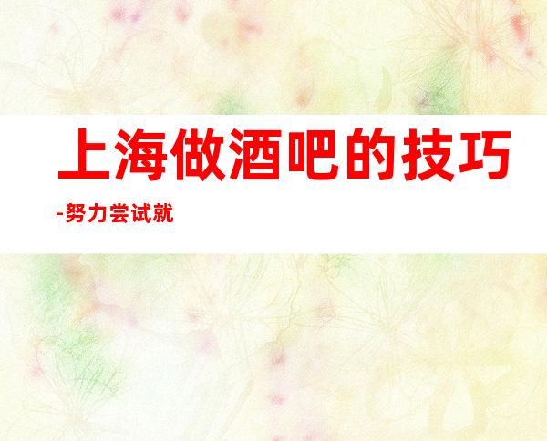上海做酒吧的技巧-努力尝试就有结果