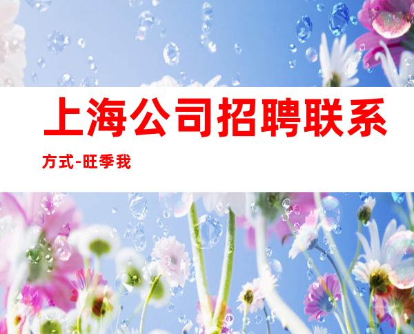上海公司招聘联系方式-旺季我们每天都在缺人