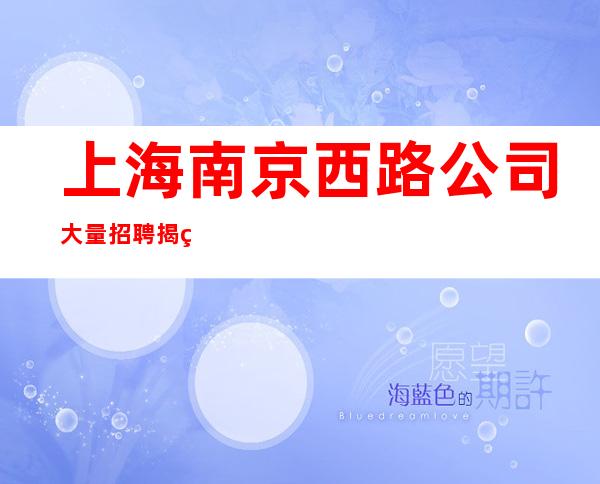 上海南京西路公司大量招聘揭秘骗局我来带你飞