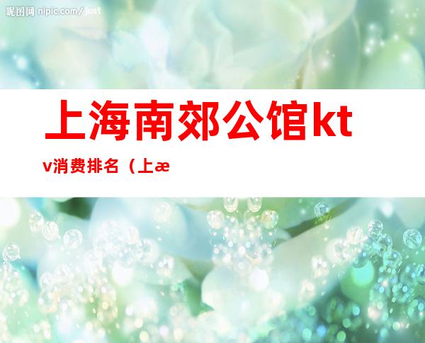 上海南郊公馆ktv消费排名(上海ktv消费最高的地方)
