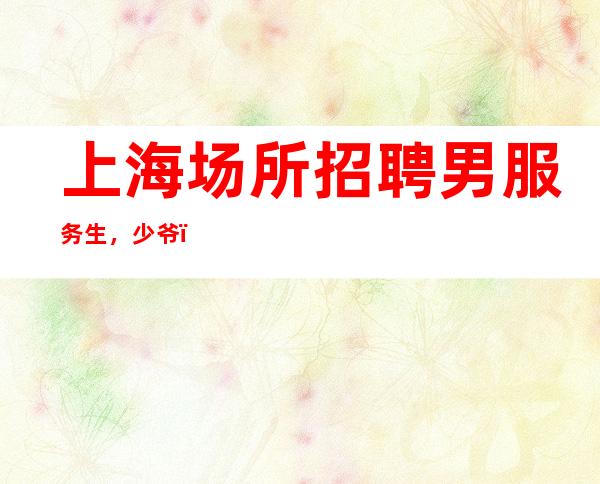 上海场所招聘男服务生，少爷（酒水促销）首推——可兼职