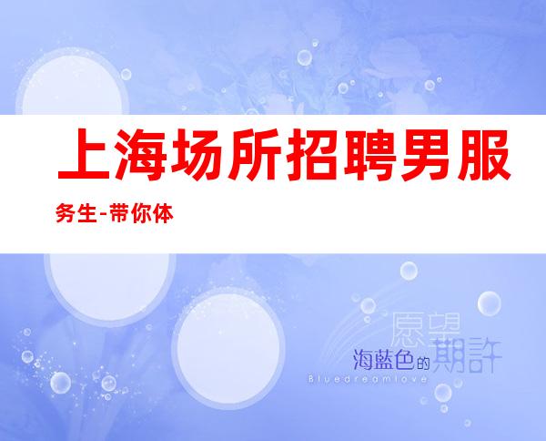 上海场所招聘男服务生-带你体验不一样的酒吧生活