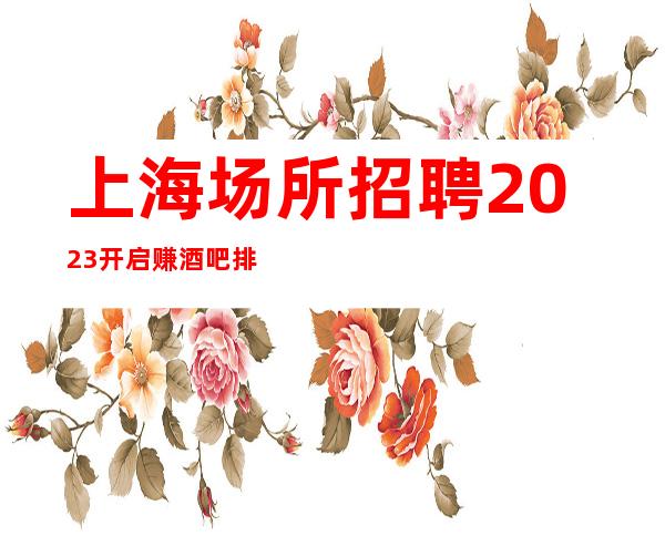 上海场所招聘2023开启赚酒吧排名推荐