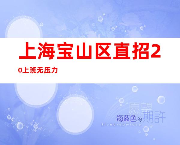 上海宝山区直招 20 上班无压力