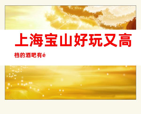 上海宝山好玩又高档的酒吧有那些推荐:BOSS私人公馆小酒吧