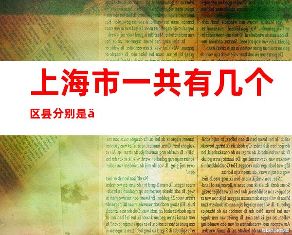 上海市一共有几个区县分别是什么(上海市一共有几个区县分别是什么级别)