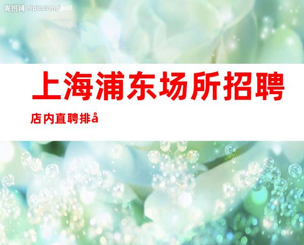 上海浦东场所招聘店内直聘排名高的静吧招聘服务员