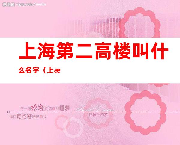 上海第二高楼叫什么名字（上海第二高楼叫什么名字来着）