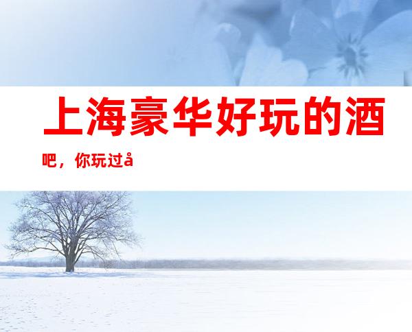 上海豪华好玩的酒吧,你玩过几家