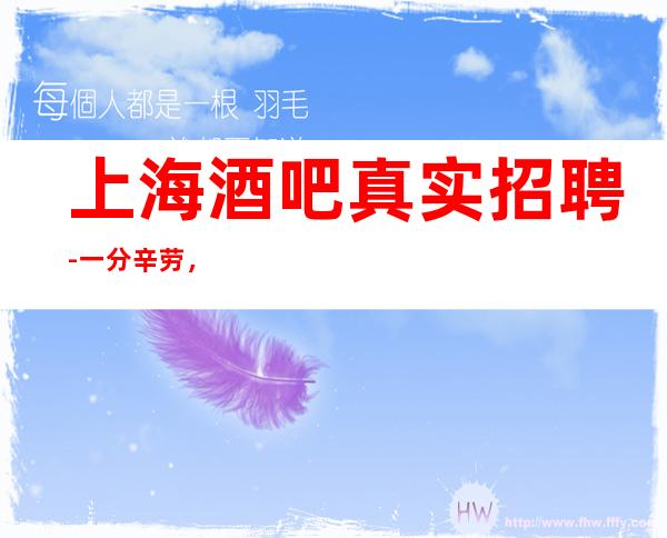 上海酒吧真实招聘-一分辛劳，一分收获