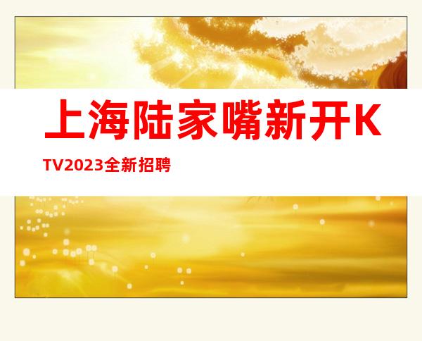 上海陆家嘴新开KTV2023全新招聘1~服务员车接车