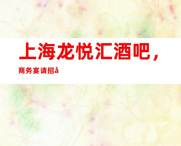 上海龙悦汇酒吧，商务宴请招待客户的好地方