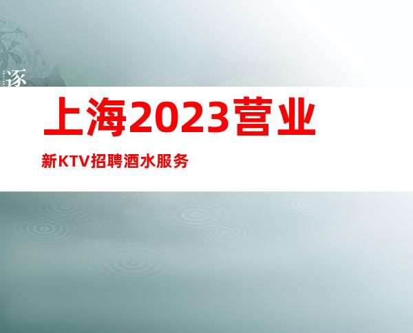 上海2023营业新KTV招聘酒水服务员-不需要任何费用店内直招