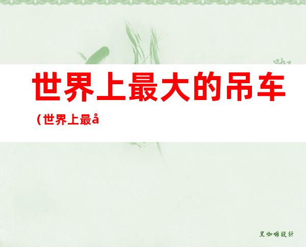 世界上最大的吊车(世界上最大的吊车是哪个国家)