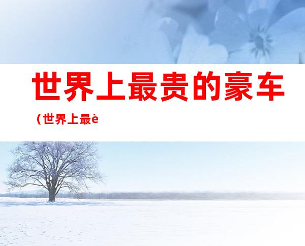 世界上最贵的豪车(世界上最贵的豪车视频)