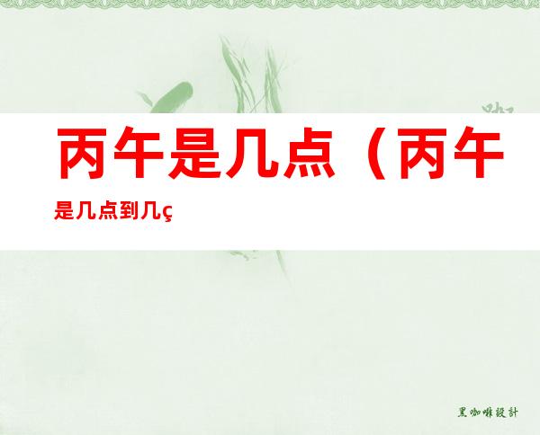 丙午是几点(丙午是几点到几点之间)