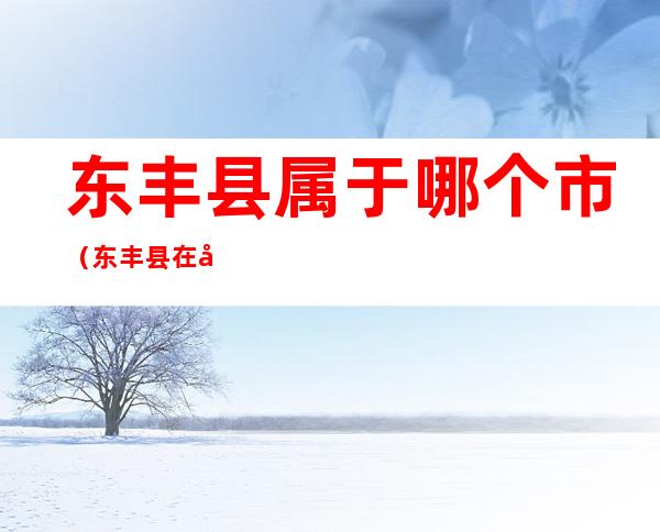东丰县属于哪个市（东丰县在哪个省）
