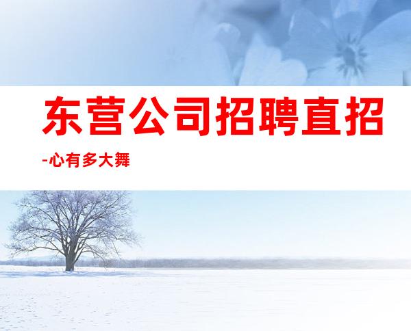 东营公司招聘直招-心有多大舞台就有多大