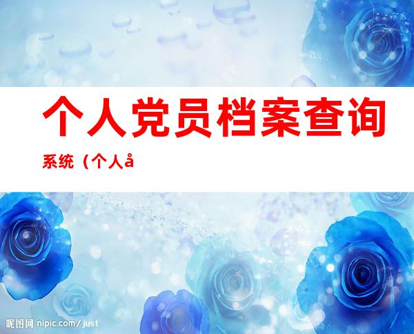 个人党员档案查询系统(个人党员档案查询系统网上)