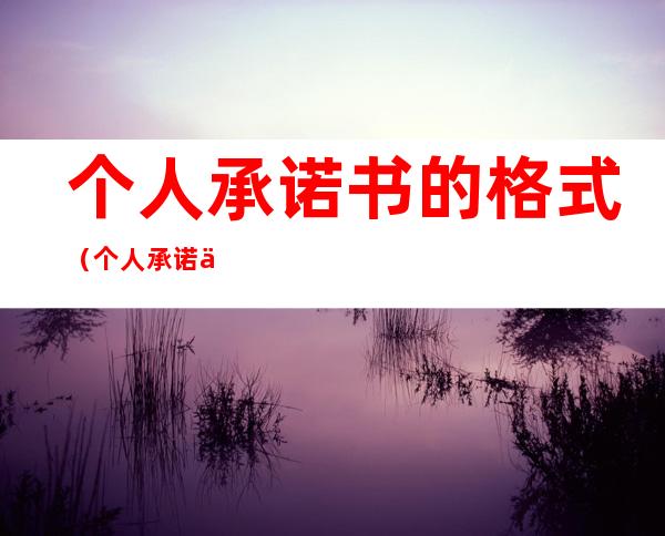 个人承诺书的格式(个人承诺书的格式及范文)