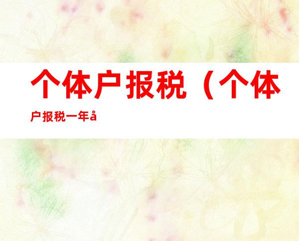 个体户报税(个体户报税一年多少钱)