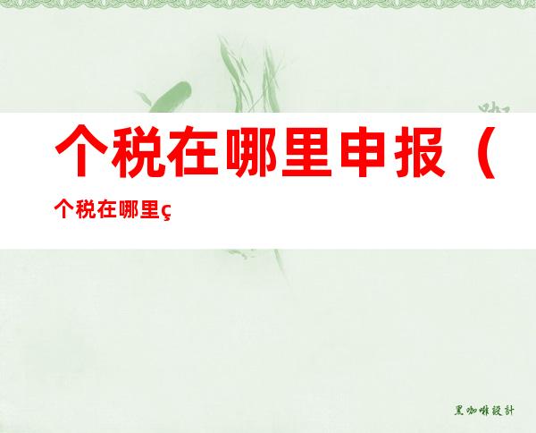 个税在哪里申报(个税在哪里申报?)