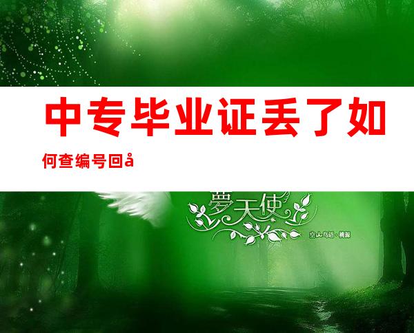 中专毕业证丢了如何查编号回学校查询是查询方式之一-飞...(中专毕业证掉了,可以查询编号吗)