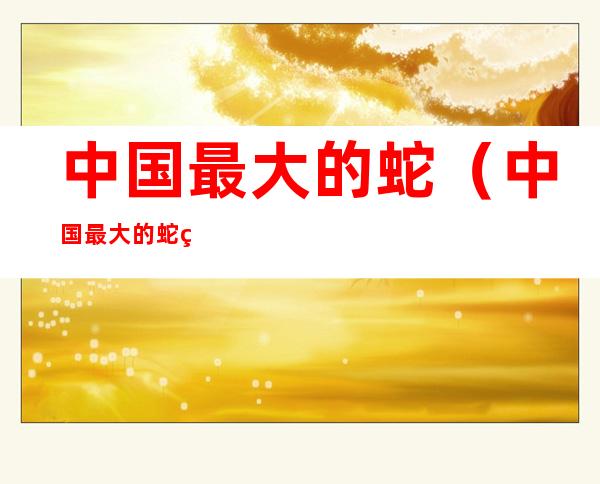 中国最大的蛇(中国最大的蛇纹石矿)