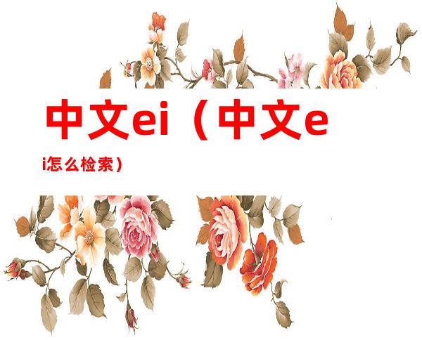中文ei(中文ei怎么检索)