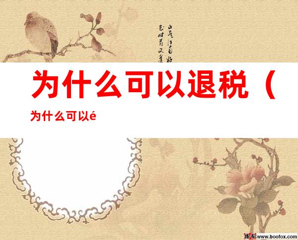 为什么可以退税(为什么可以退税申报)