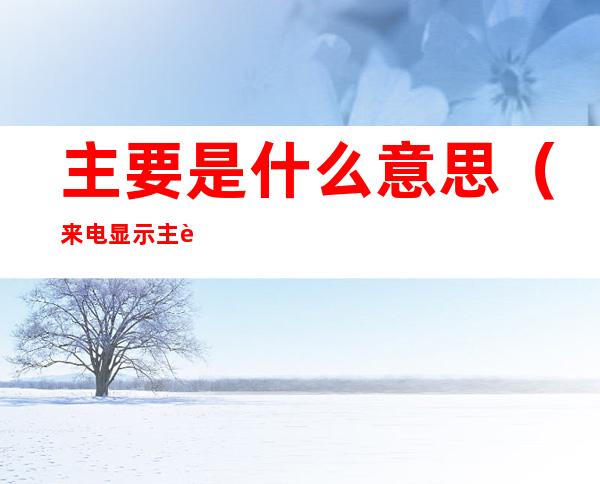 主要是什么意思(来电显示主要是什么意思)