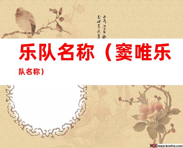 乐队名称(窦唯乐队名称)